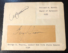 1930s Signatures of the Mayor of Syracuse and a NY State Senator - Album Page picture