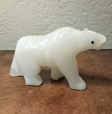 Vintage Hand Carved White Marble Polar Bear Figurine picture