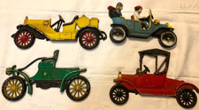 Vtg Midwest/Sexton Die Cast Metal Antique Race Cars Wall Hanging Decor picture