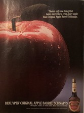 1985 Dekuyper Apple Barrel Schnapps PRINT AD Tastes Crisp Juicy Apple VTG 1980s picture