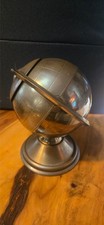Vintage Mid Century MCM Brass Globe Stand Cigarette Dispenser Holder Ashtray 6'' picture