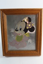 Vintage 1984 Baby Minnie Mouse Walt Disney Framed Foil Art Print 10x8 picture