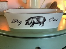 Harry & David Ceramic Pig Out Oval Bowl/ Trough 5.5 X 4 X 5.5 Deep. VTG RARE picture