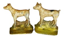 Vintage Hubley Mfg. Co. Cast Iron Doberman Pincher Dog Terrier Bookends 1930 5” picture