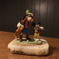 Vintage Ron Lee Disney Mickey Mouse Goofy Golf Caddie Onyx Figure Signed 1996 picture