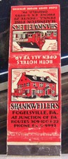   Rare Vintage Matchbook Cover B2 Fogelsville Pennsylvania Shankweiler's Hotel picture