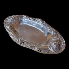 Arte Giancarlo Honduras Oval Aluminum Tray Rose Floral Dish 11.5