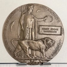 WWI WW1 British “Dead Man’s Penny” Named To Henry Edgar Hardyman picture
