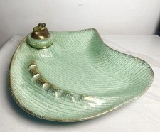 Vintage 1950s California Originals Ceramic Leaf Ashtray with Lighter #321 MCM picture