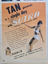1946 Sultra suntan lotion blonde swimsuit Surfing Vintage Art ad picture