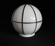 VINTAGE ART DECO MILK GLASS WHITE WITH BLACK LINES LIGHT SHADE #1 picture
