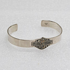 Vtg Harley Davidson Bar Shield Sterling Silver Mexico Unisex Cuff Bracelet-26g picture