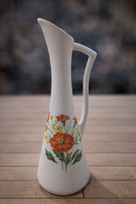 Japanese Porcelain Bud Vase Poppy Floral Small Pitcher Vase picture