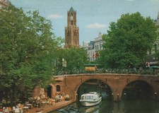 Old postcard Utrecht Holland Oude canal with Bakkerbrug used 1978 picture