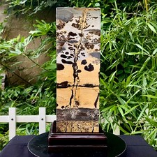 18.51LB Natural Chinese Dendritic Limestone Picture Stone Guohua column picture