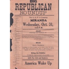 Vintage Big Republican Roundup Miranda South Dakota Political Poster Broadside picture