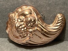 Vtg 1963 AHC Copper Cornucopia Jello Mold Thanksgiving Harvest Horn of Plenty picture