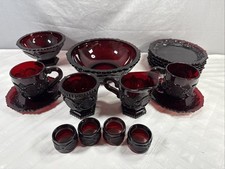 Vintage Avon 1876 Cape Cod Ruby Red Glass 18 Piece Set New In Original Boxes picture