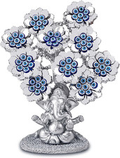 YU FENG 9.6inch Evil Eye Flowers Lucky Tree with Silver Ganesha Statue picture