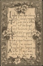 Sentimental Friendship Poem with Floral Border, Apology for Silence Poetry picture
