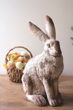 Large Sitting Bunny Rabbit Statue Antique Style Cottage Decor picture