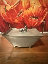 Antique Pewter Lidded Box Deer Finale Art Deco Just Andersen Denmark 1920s (B46) picture