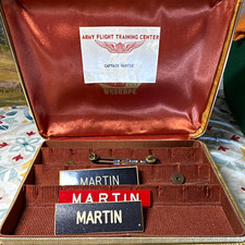 Vintage US Army Officer Estate Lot Pins Medals Ribbons Box - Capt Martin  picture