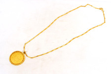 Vintage Peruvian Un Sol Pendant Necklace Costume Jewelry Gold 27.5