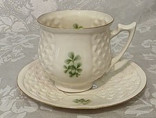 DONEGAL IRISH PARIAN CHINA CUP AND SAUCER SHAMROCKS ORIG BOX BIN01 picture