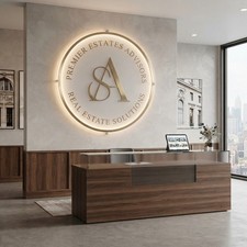 Custom Round Acrylic Backlit LED Sign | Business Logo Wall Decor Display Modern picture