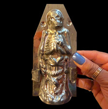 Vintage Antique Halloween Skeleton Snake Metal Chocolate Mold German Style 6