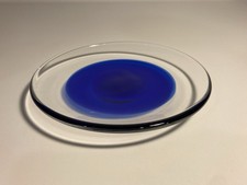 Willy Johansson? Hadeland Handmade Scandinavian Cobalt Plate Art Glass 6 3/8