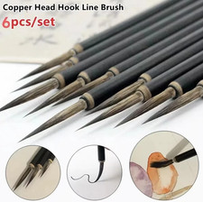 6pcs Chinese Calligraphy Brush Set Bamboo Handle Fine Hair Pens - NEW picture