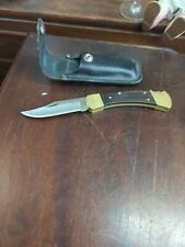 Vintage Buck 110 Single Blade 4 Dot Hunter Folding Pocket Knife W/Sheath picture