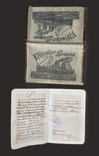 Antique F Missler Bremen Canvas Ocean Liner Ticket Wallet + 1910 German Passport picture