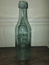 Antique Aqua Glass Blob Top Bottle