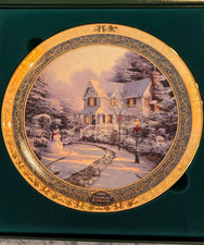 NEW Thomas Kinkade Porcelain Gold Plate The Night Before Christmas Decor 2006 picture