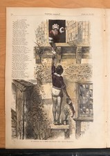 1877 HOWARD PYLE ST. VALENTINE’S DAY HARPER’S WEEKLY HAND COLORED PRINT. picture