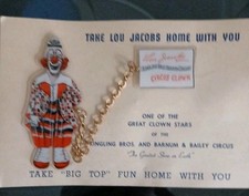 Vintage 1947 Clown Lou Jacobs Pin New Old Stock - Rare picture