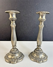Vintage Godinger Silver Plated Candlesticks Pair of 2 Baroque Style 10