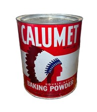 Vintage Calumet 10 Lb Baking Powder Tin Can Canister Embossed Lid Clean Inside picture
