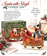New Christmas Waving Santa Toys Sleigh Ceramic Cookie Jar Collectible Home Decor picture