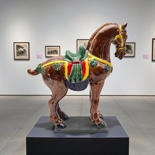 VTG Tang Style Sancai Glaze Ceramic War Horse Sculpture 12.5