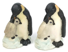 Vintage 1980s Nurturing Emperor Penguin With Baby Figurine Set Of 2 picture