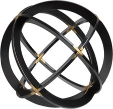 Metal Decorative Sphere for Home Decor - Black & Gold, Hand Painted, Modern picture