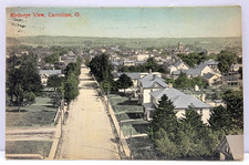 Carrollton Ohio Birds Eye View Residential Street Church 1909 Antique Postcard picture