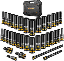 1/2'' Drive Impact Socket Set, 35PCS SAE (3/8 to 1-1/4 Inch) and Metric (8Mm-24M picture