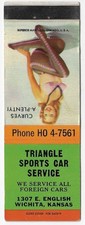 Vintage Matchbook Cover Triangle Sports Car Service Wichita Kansas . Gas & Oil picture