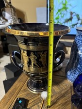 Vintage Spyropoulos Greece 24K Gold Cobalt Blue Grecian Urn Vase 10.5
