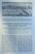1910 William Shakespeare Money Interest in the Globe Theater illustrated picture